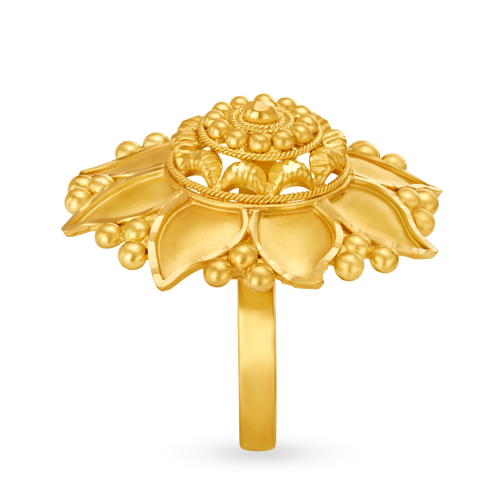 Celestial 22 Karat Yellow Gold Floral Finger Ring,,hi-res image number null