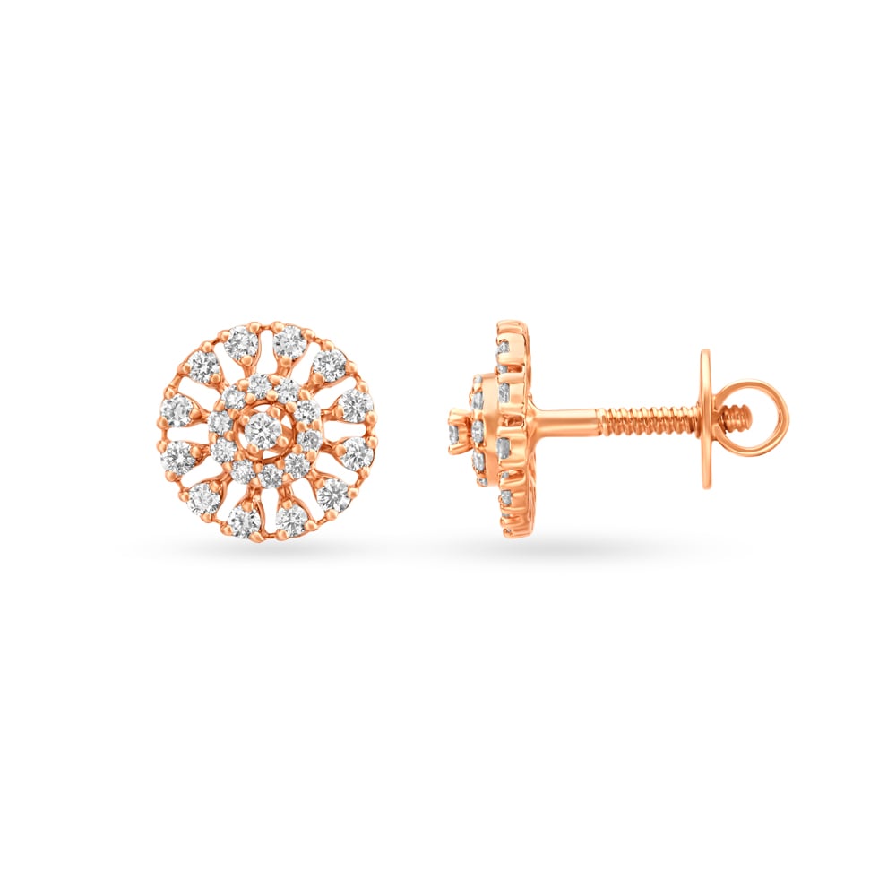 Endearing Button Shaped Diamond Stud Earrings,,hi-res image number null