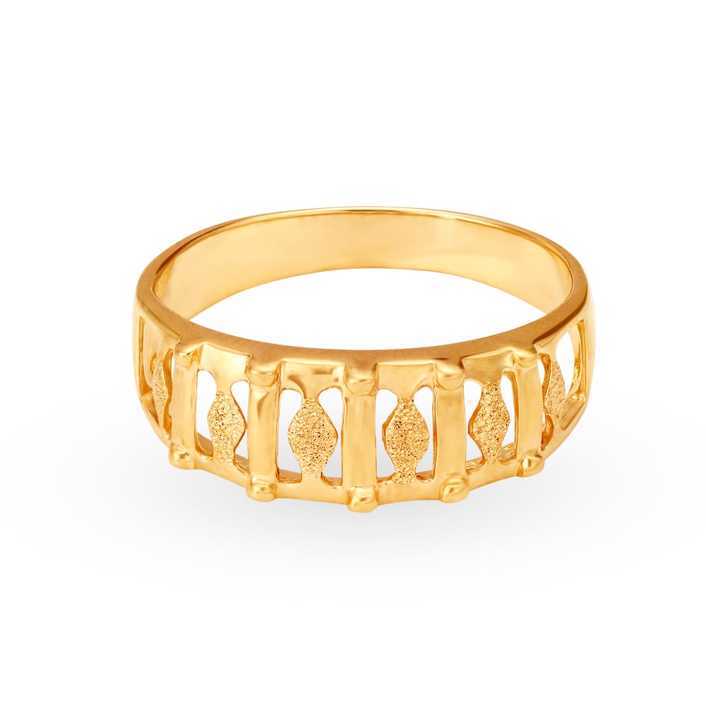 Decadent 22 Karat Yellow Gold Textured Finger Ring,,hi-res image number null