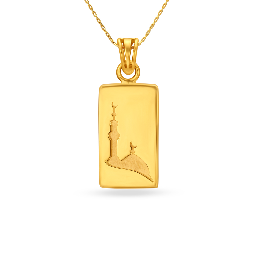 Islamic Symbol Engraved Gold Pendant,,hi-res image number null
