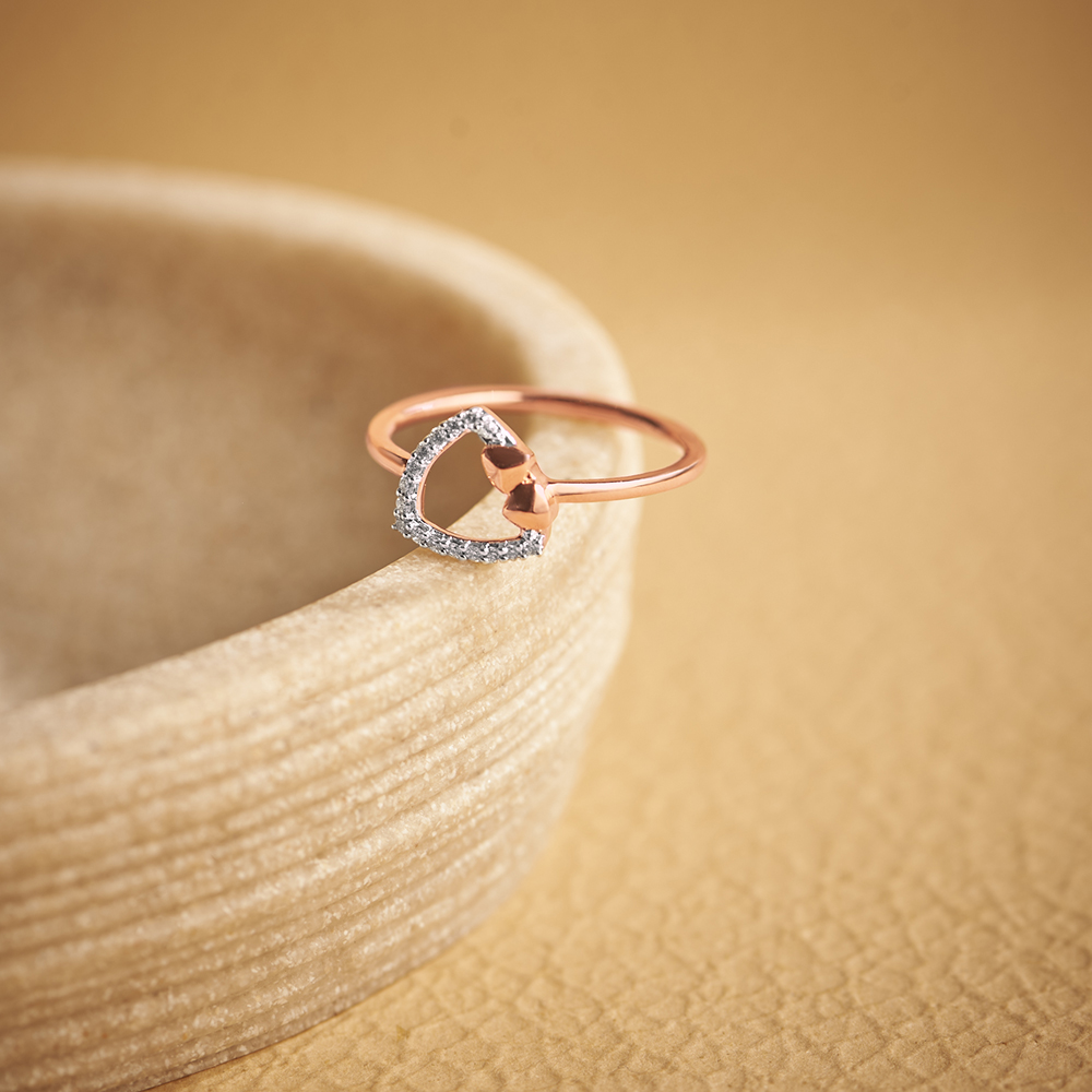 Curved Triangle Diamond Ring