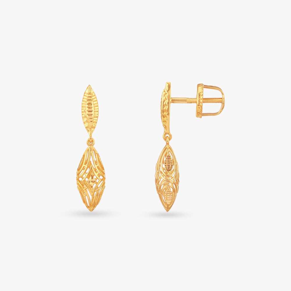 

Elongated Filigree Gold Drop Earrings