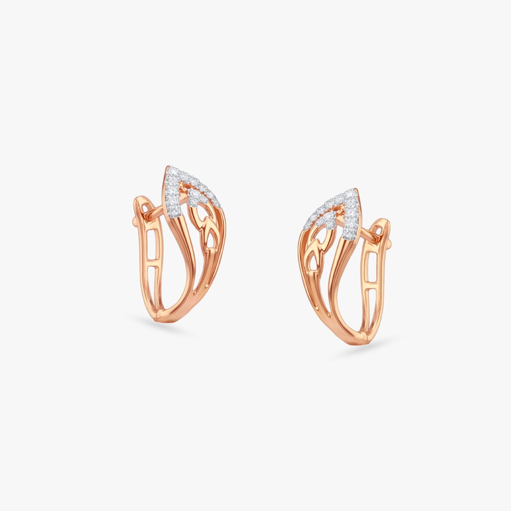Leaf Veil Diamond Hoop Earrings,,hi-res image number null