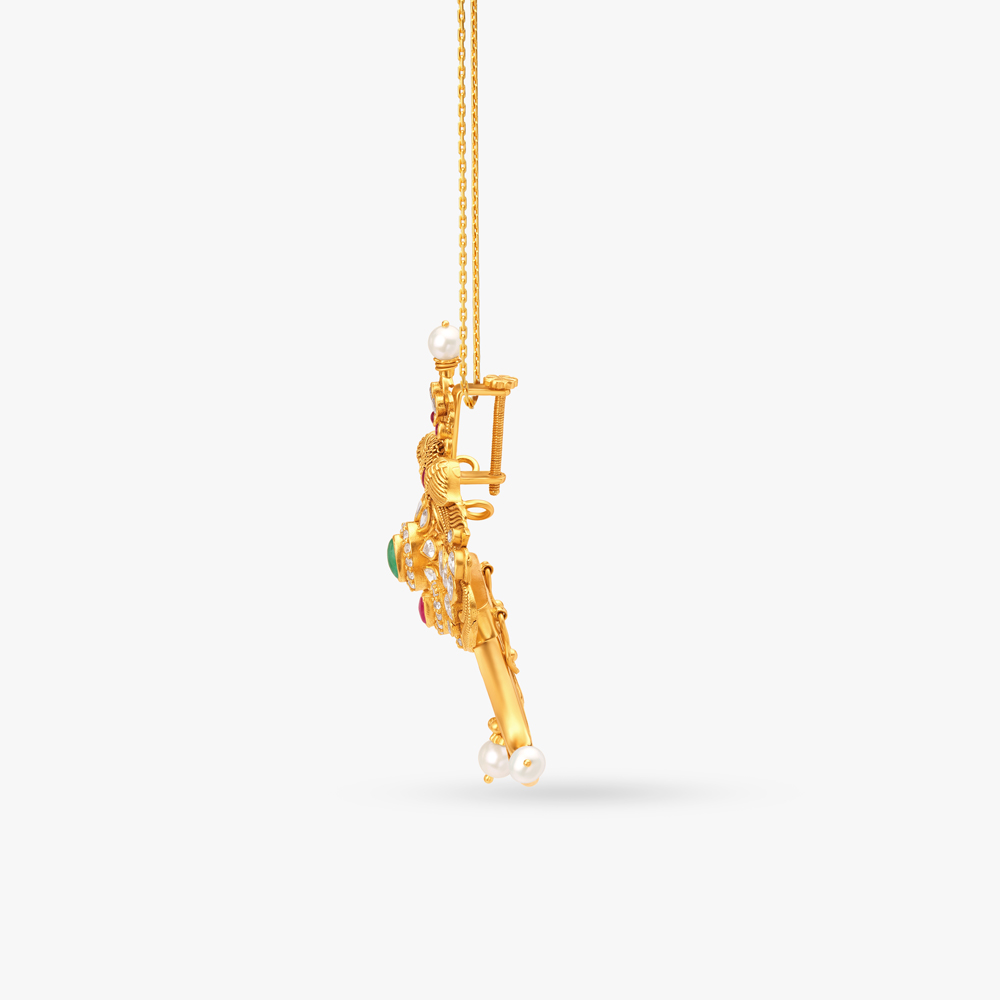 Regal Pendant Studded With Gemstones,,hi-res image number null