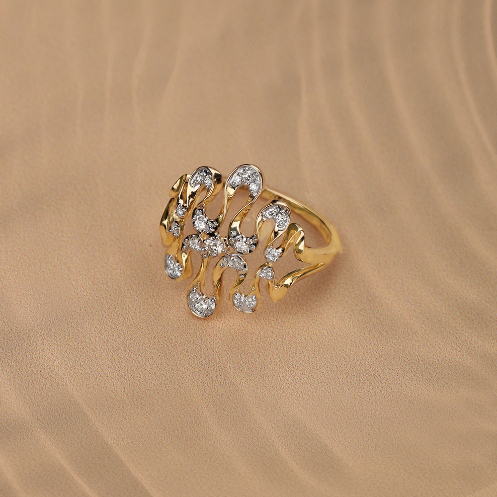 Twisting Tide 14 Kt Gold & Diamond Finger Ring,,hi-res image number null