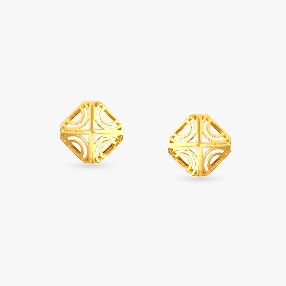 Sculpted Geometry Gold Pendant and Earrings Set,,hi-res image number null