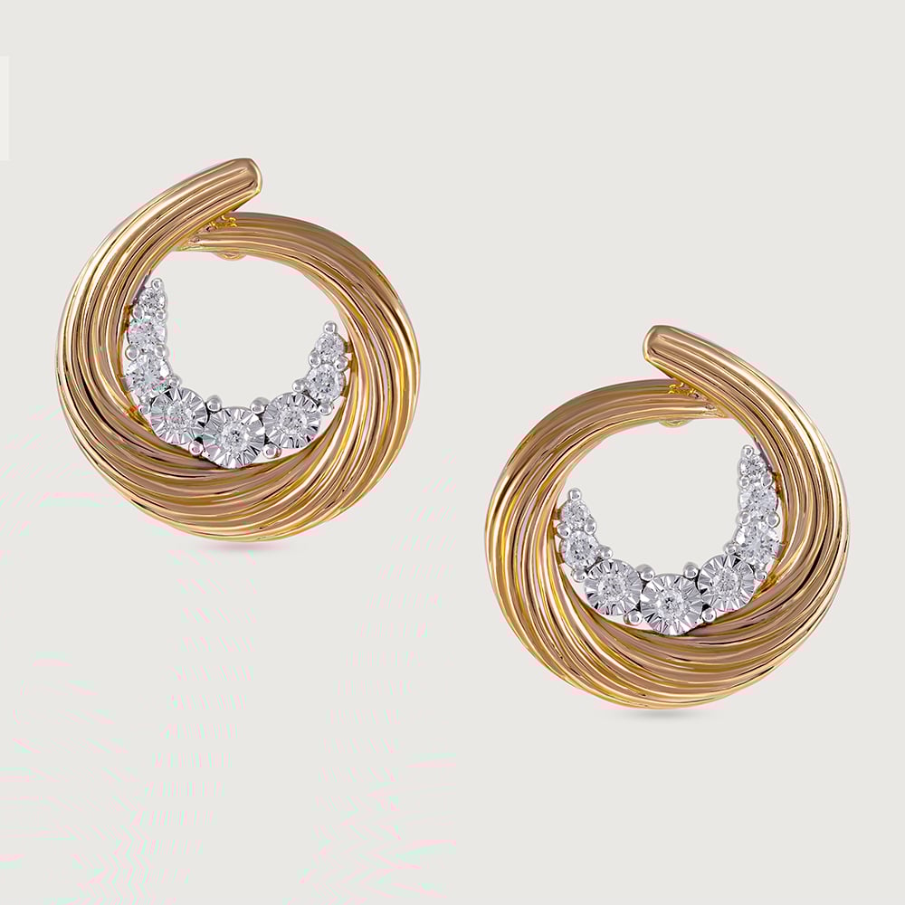 Basketry Bliss Gold and Diamond Stud Earrings,,hi-res image number null