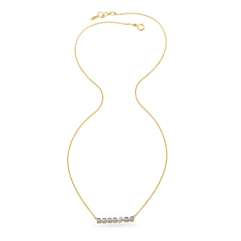 Morse Code Gold & Diamond Necklace,,hi-res image number null