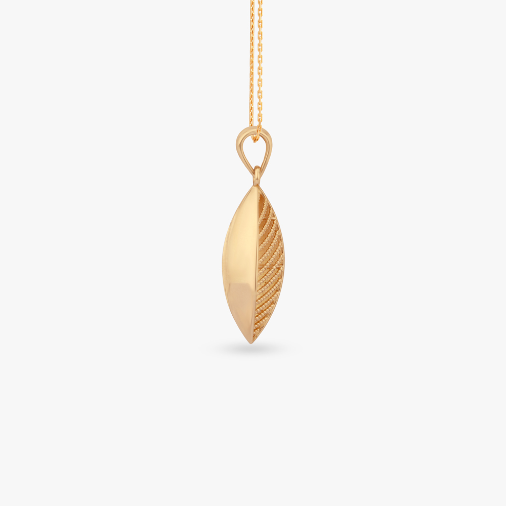 Leaf Silhouette Gold Pendant and Earrings Set,,hi-res image number null