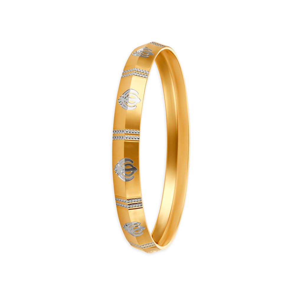 Religious Khanda Symbol Gold Kada For Men