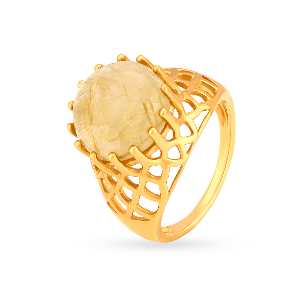 Unique 18 Karat Gold And Quartz Cocktail Ring