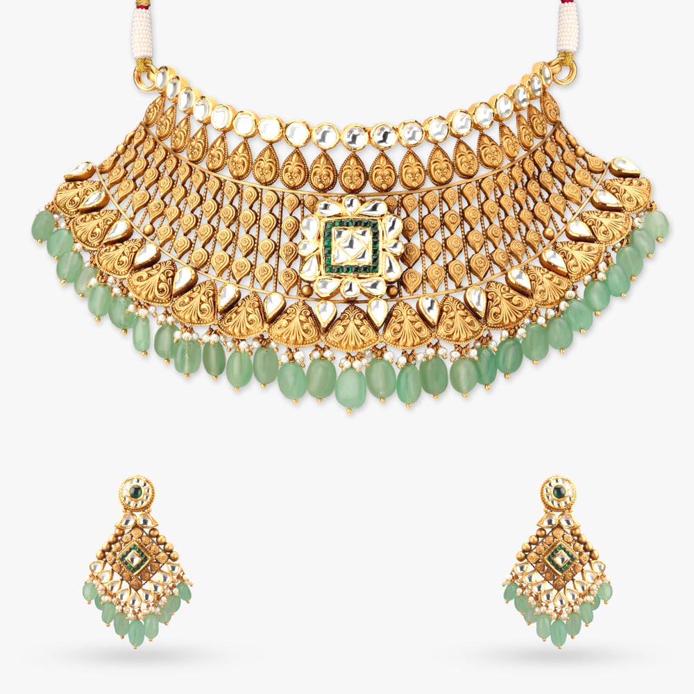Barfi Drop Gold Necklace set,,hi-res image number null