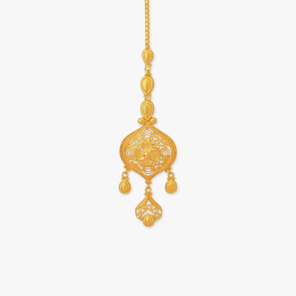 Ornate Bloom Gold Maang Tikka,,hi-res image number null