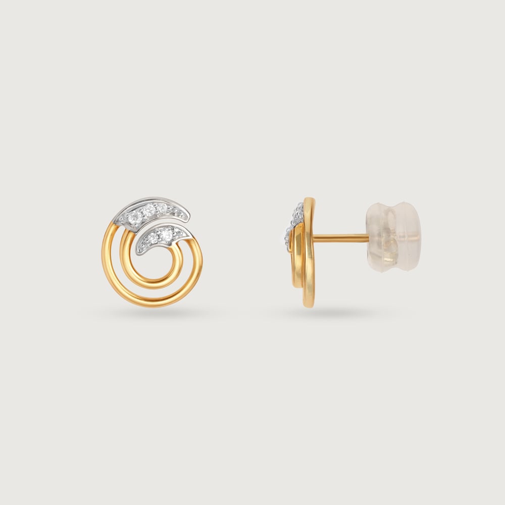 Enso Aura 14 Kt Gold & Diamond Stud Earrings,,hi-res image number null