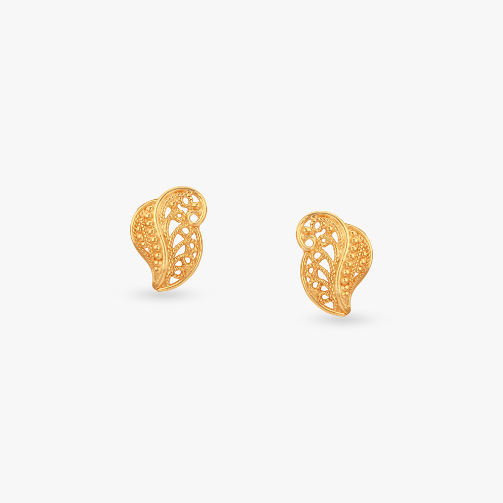 Curling Grace Gold Stud Earrings for Kids,,hi-res image number null