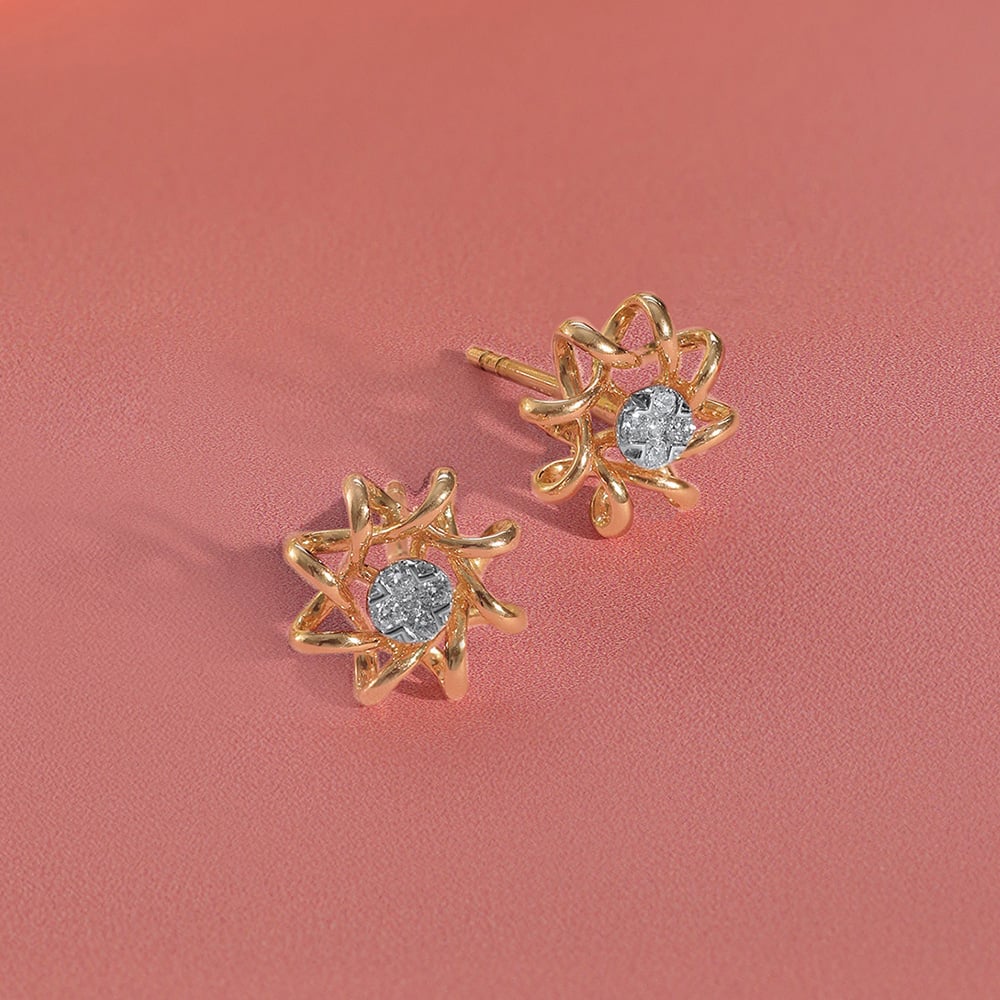 Serene Petal Diamond Stud Earrings,,hi-res image number null