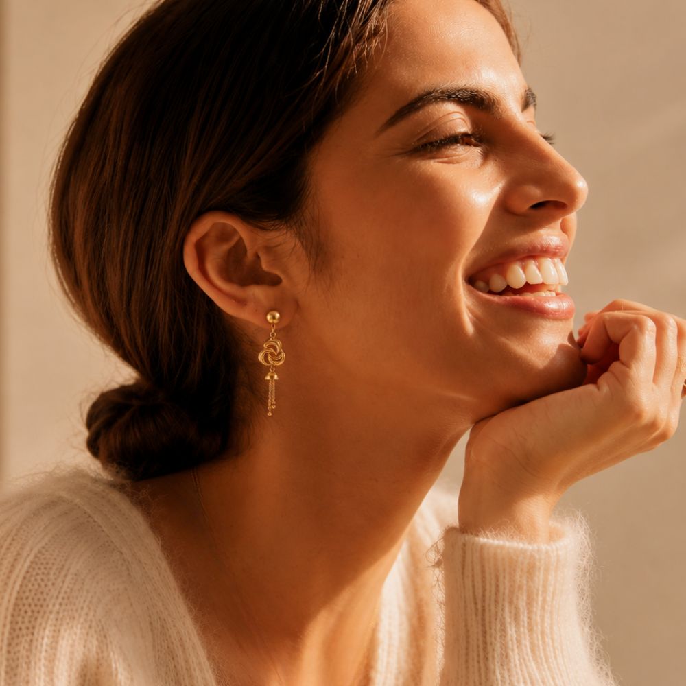 Eclectic 22 Karat Yellow Gold Hanging Crescent Drops,,hi-res image number null