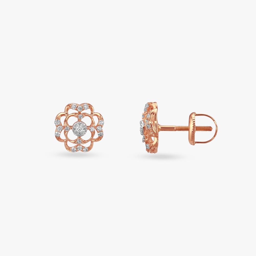 Floral Grace Diamond Drop Earrings,,hi-res image number null