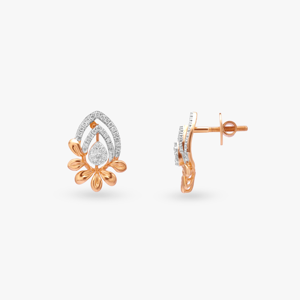 Petal Droplet Diamond Stud Earrings,,hi-res image number null