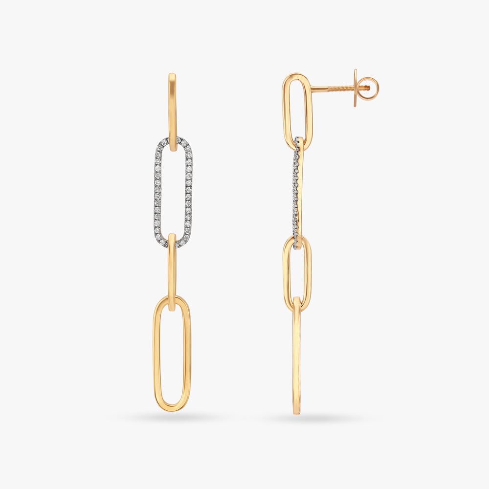 Golden Serenity Diamond Drop Earrings,,hi-res image number null