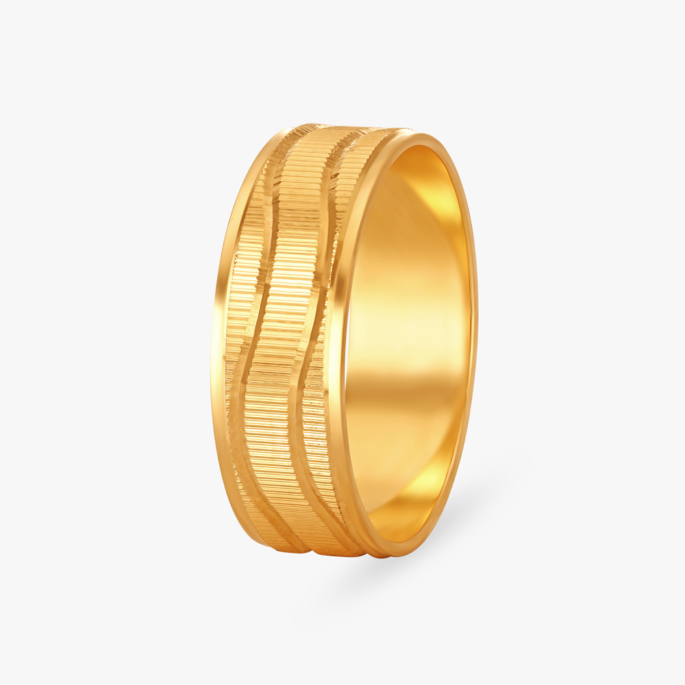 Grooved Men's Gold Finger Ring,,hi-res image number null