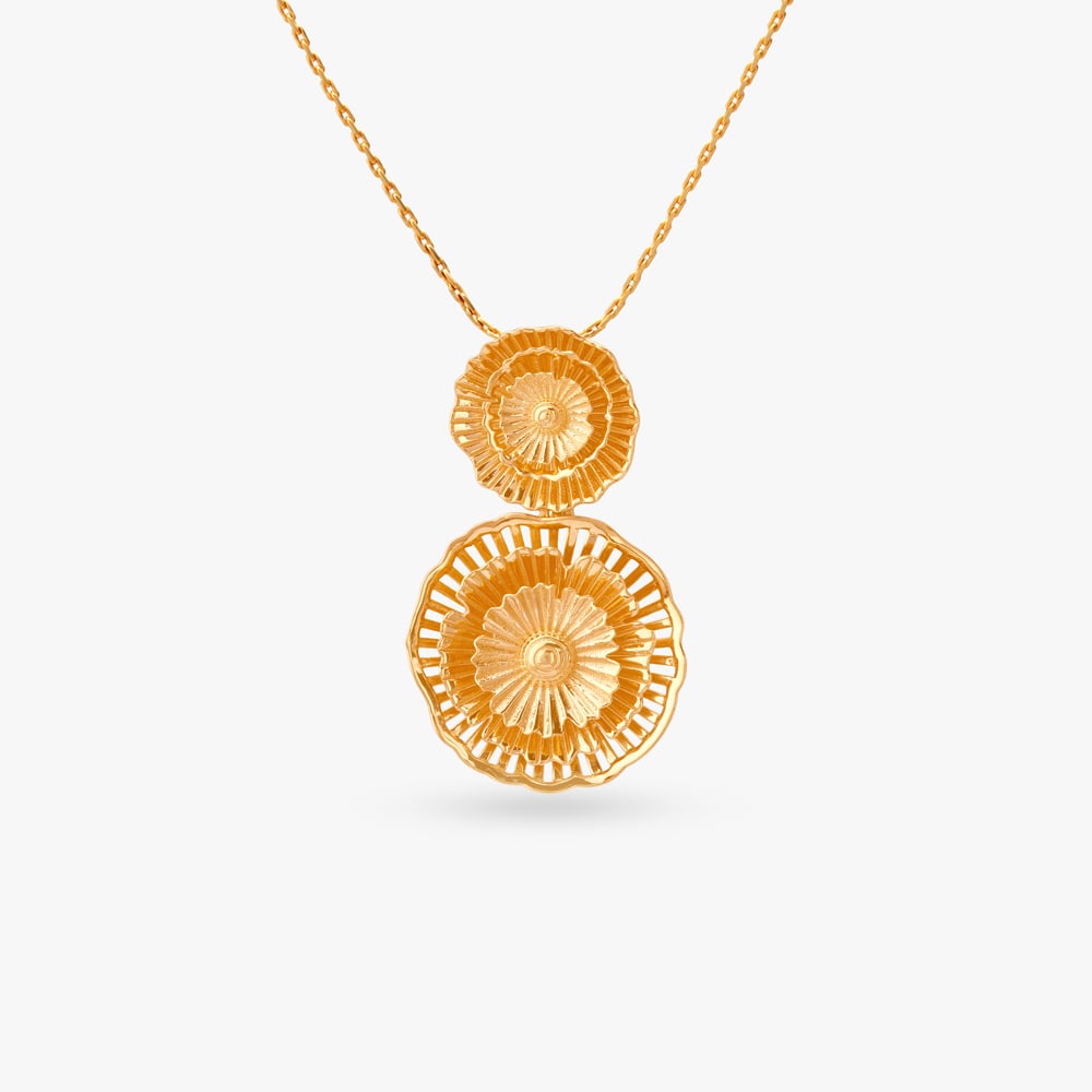 Majestic Marigold Gold Pendant and Earrings Set,,hi-res image number null