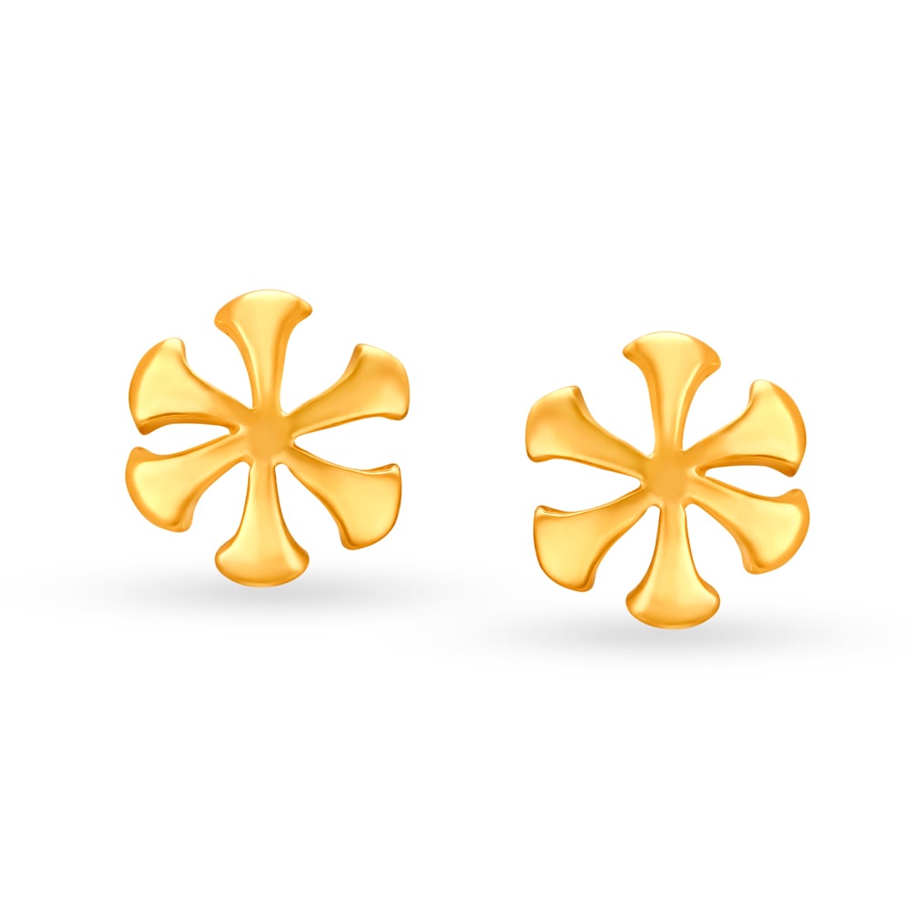 Understated 22 Karat Yellow Gold Floral Studs,,hi-res image number null