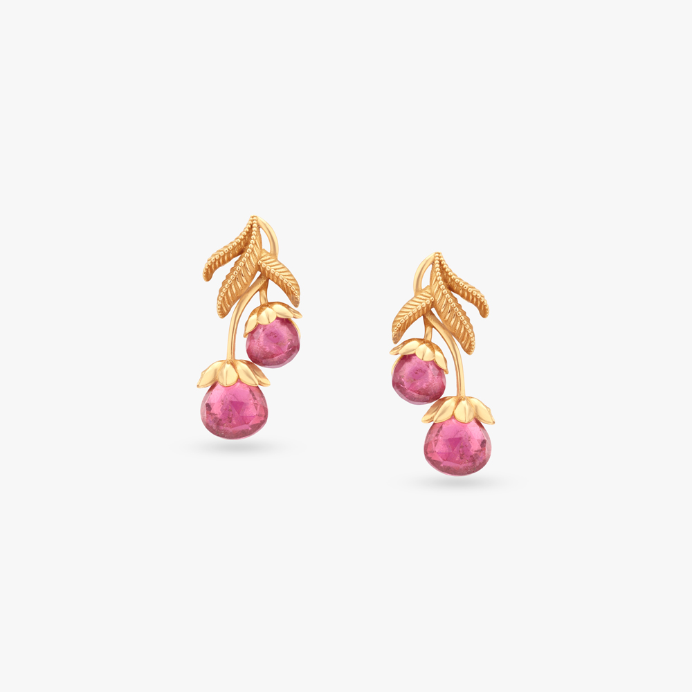 Crimson Rhythm Gold Pendant and Earrings Set,,hi-res image number null