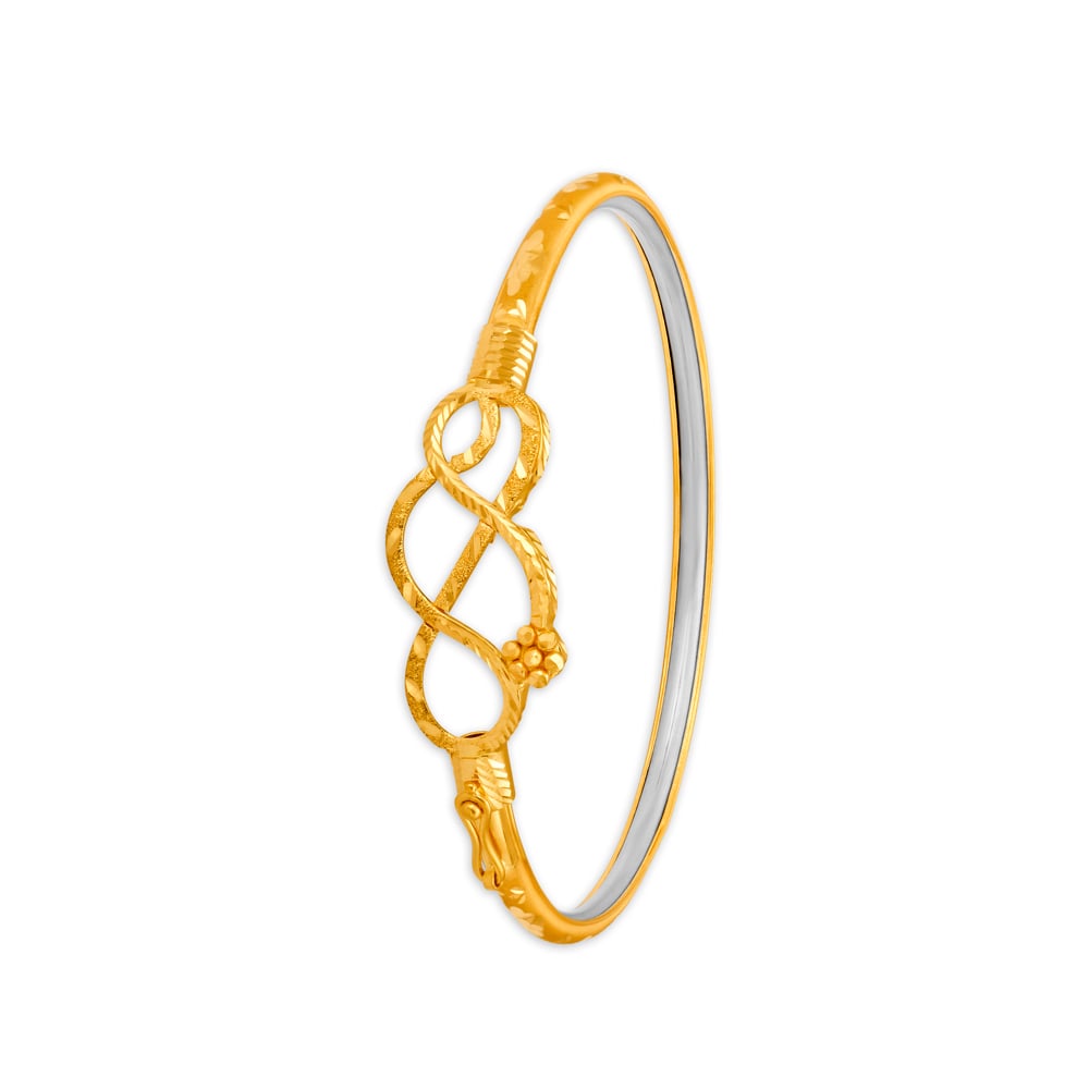 Decorative Yellow Gold Floral Vine Bangle,,hi-res image number null