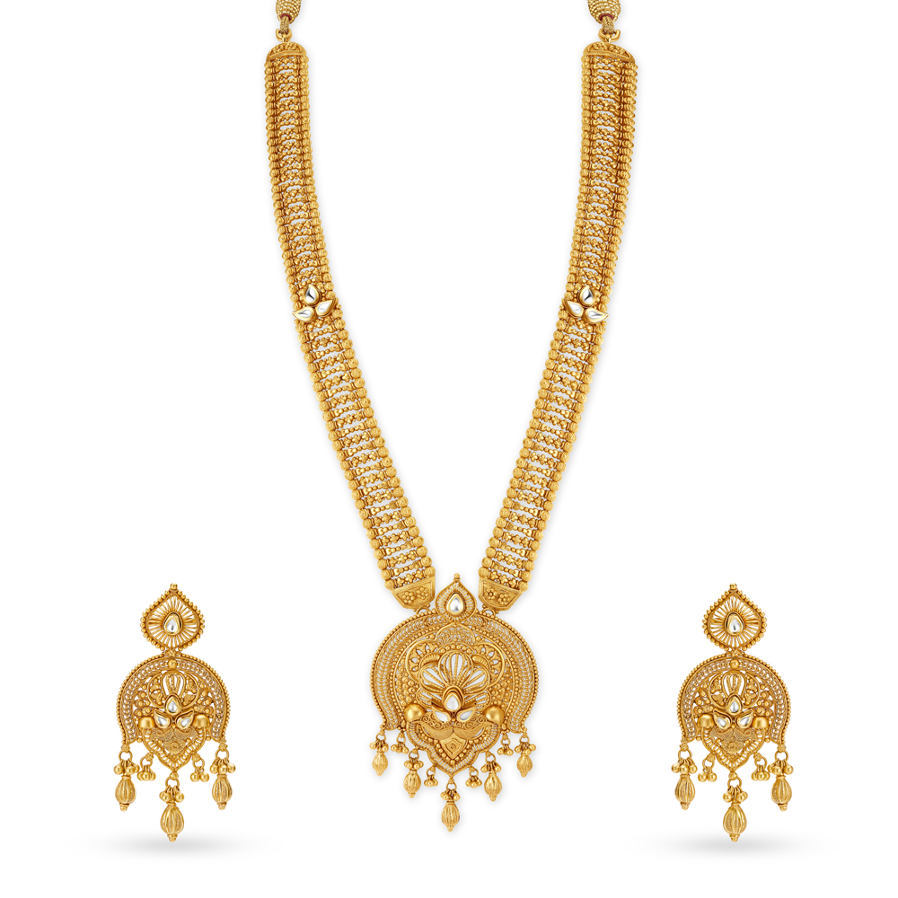 Imposing Gold and Glass Kundan Necklace Set,,hi-res image number null