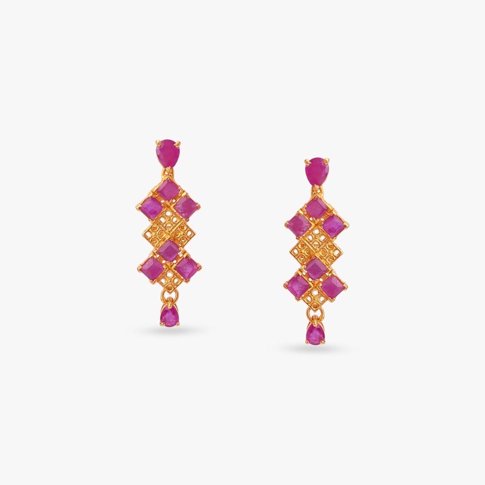Glam Grid Ruby Drop Earrings,,hi-res image number null