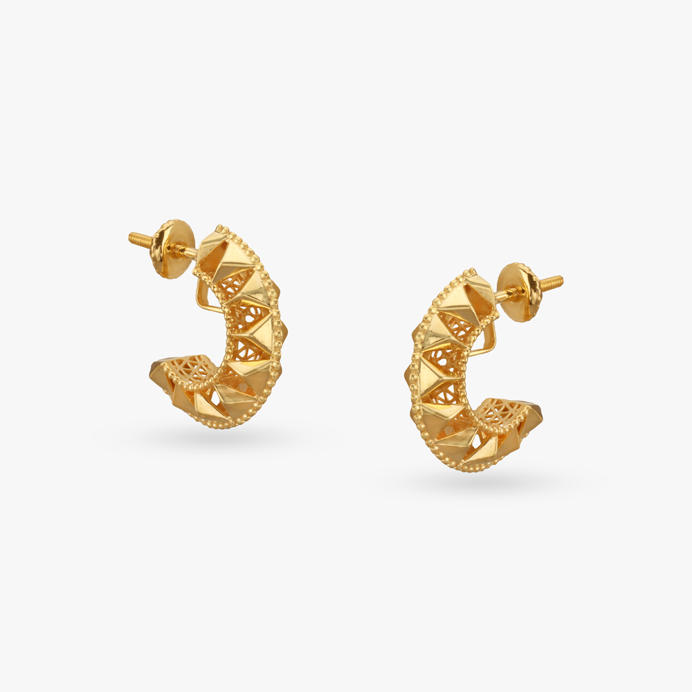 

Bold Pyramid Gold Hoop Earrings