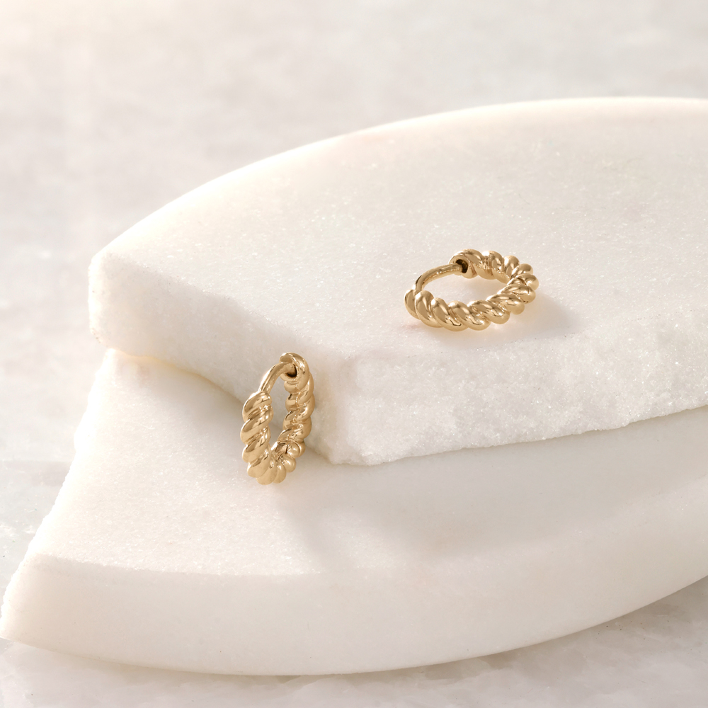 Twisted Rope Gold Hoop Earrings,,hi-res image number null