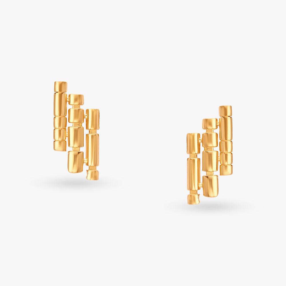 Modern Gold Stud Earrings,,hi-res image number null