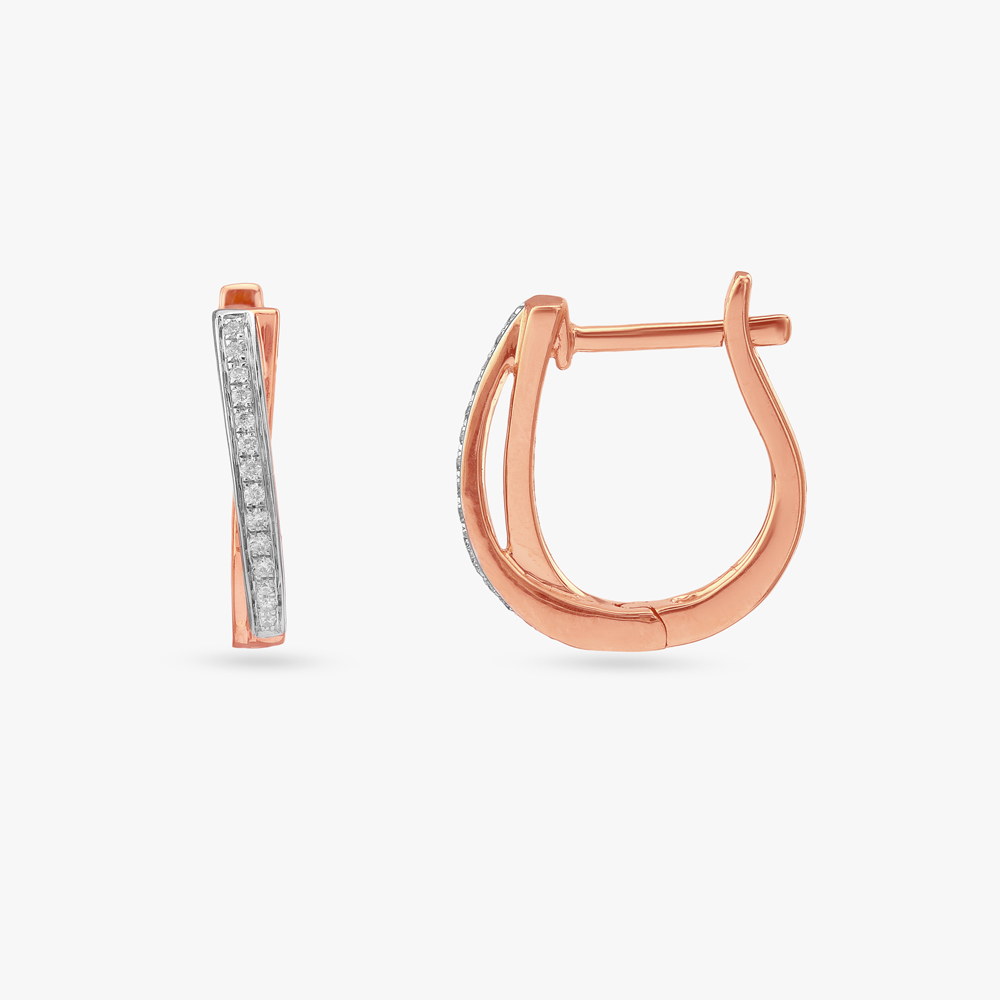Sleek Spiral Diamond Hoop Earrings,,hi-res image number null