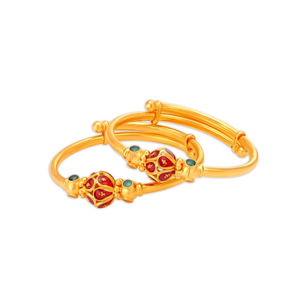 Striking Bead Work Enamel Gold Bangle For Kids,,hi-res image number null