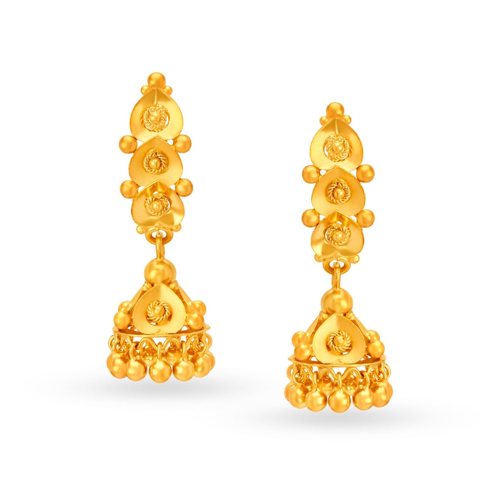 Captivating Yellow Gold Jhumki Earrings,,hi-res image number null