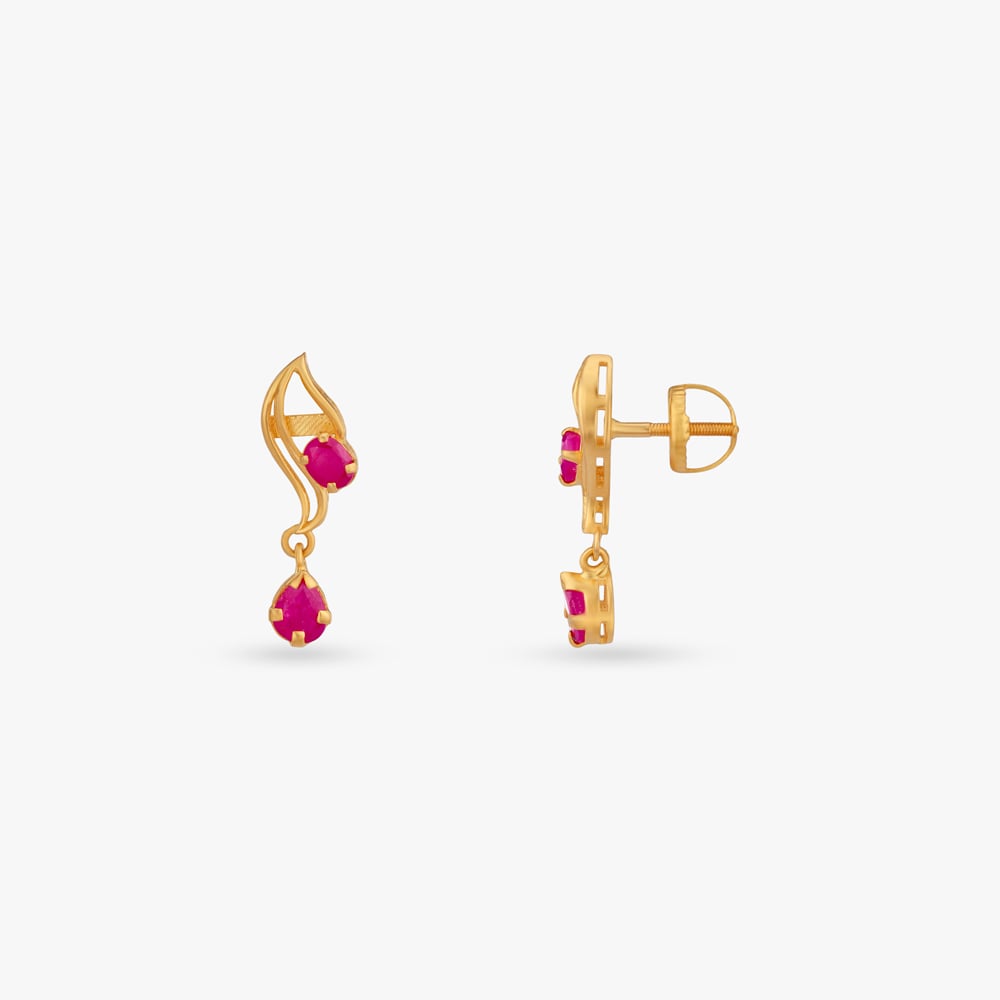 

Scarlet Swirl Gold Drop Earrings