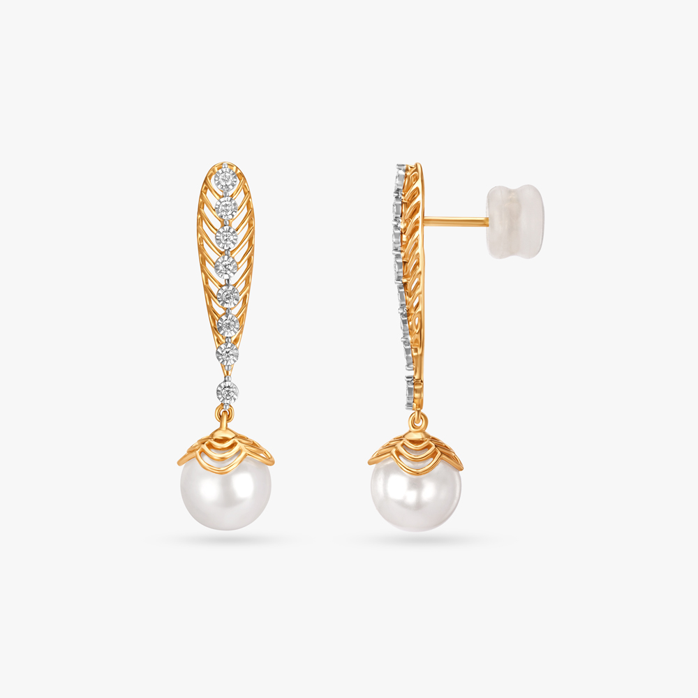 Glamorous Diamond and Gold Drop Earrings with rock crystal,,hi-res image number null
