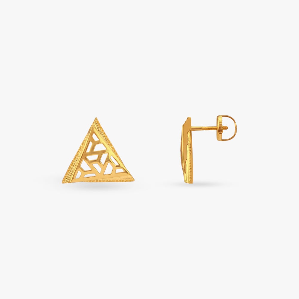 

Triangular Maze Gold Stud Earrings