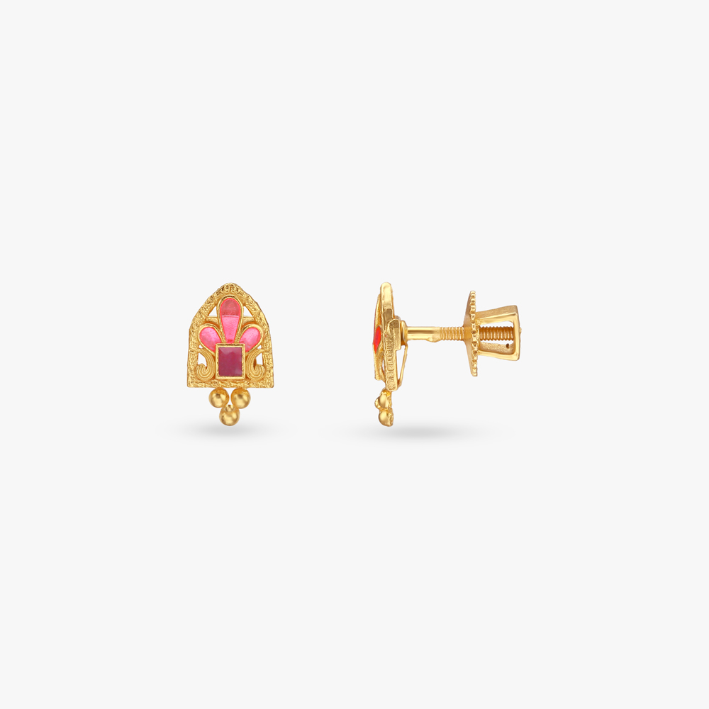Petal Arch Gold Pendant with Chain and Earrings Set,,hi-res image number null