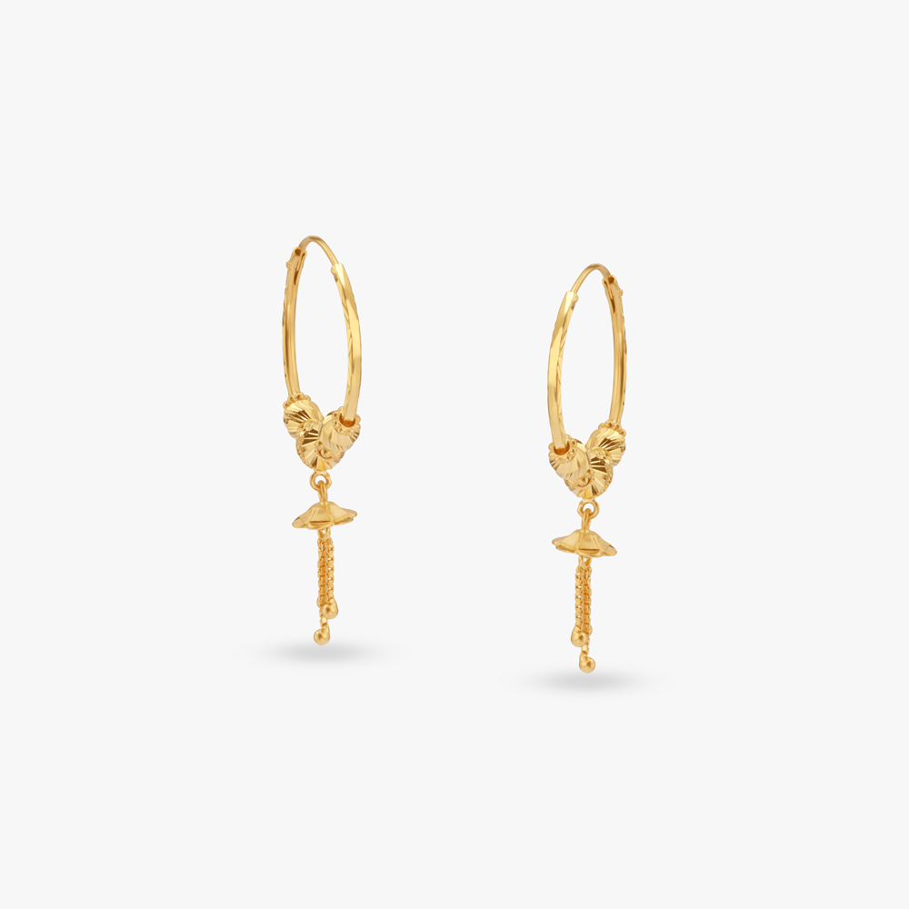 Swirl Charm Gold Hoop Earrings,,hi-res image number null