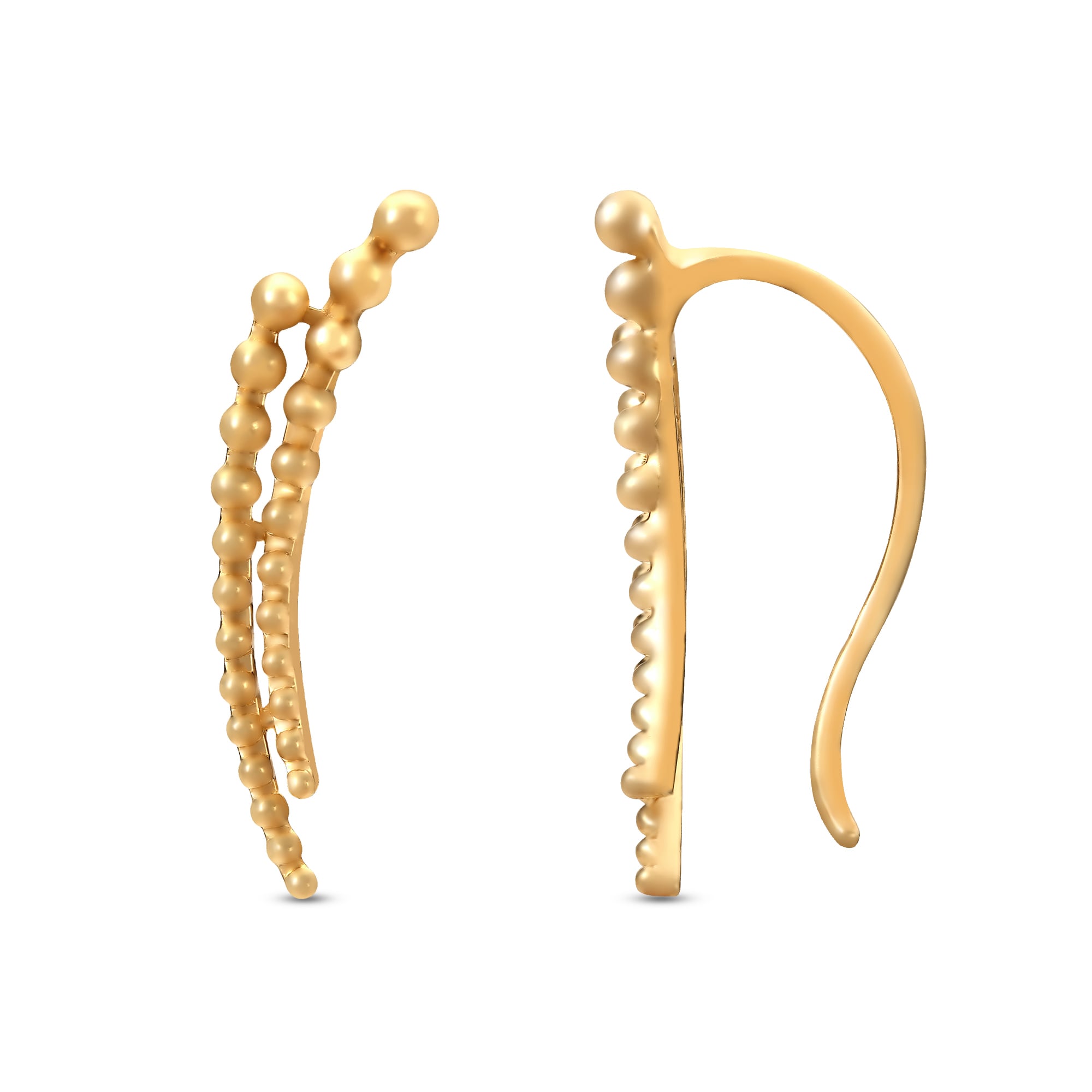 Mia All-Rounders by Tanishq 14KT Yellow Gold Ear Climbers with Bead Design,,hi-res image number null