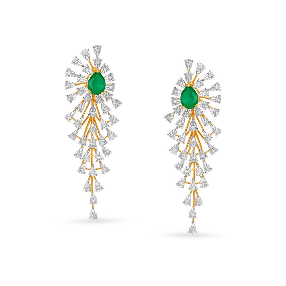 Luxurious Floral Diamond Drop Earrings,,hi-res image number null
