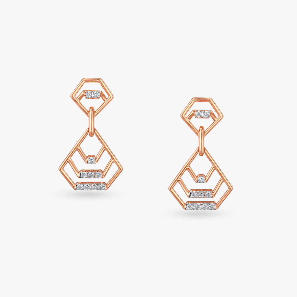 Vault Frame Diamond Drop Earrings,,hi-res image number null