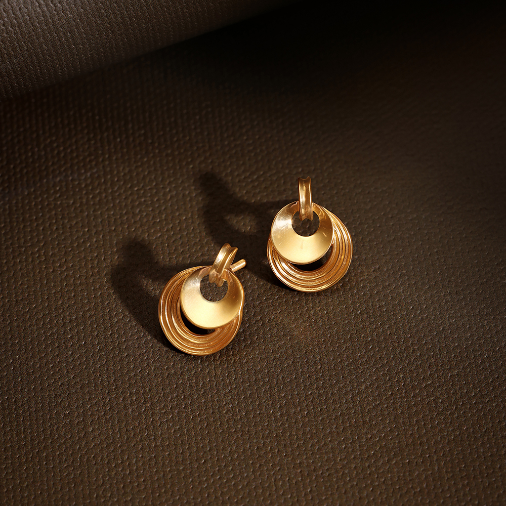 Radiant Circles Gold Stud Earrings,,hi-res image number null