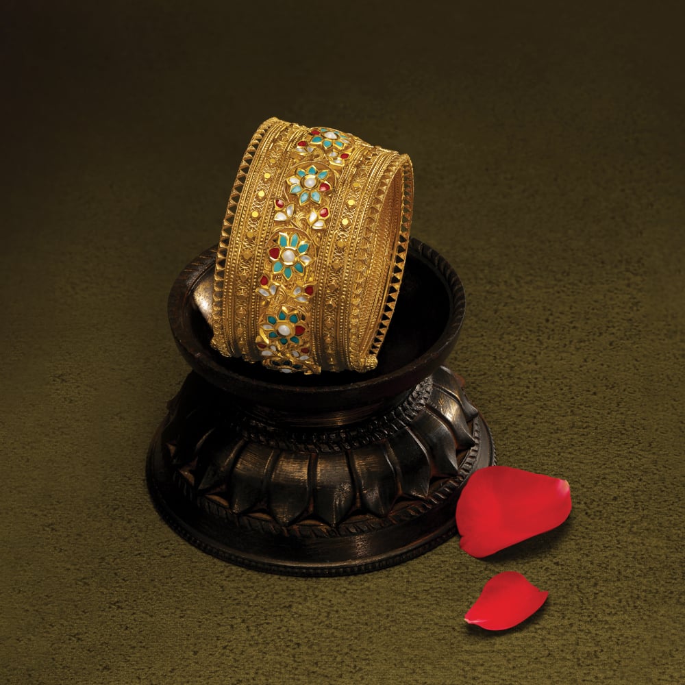 Captivating Floral Motif Kundan Bangle,,hi-res image number null