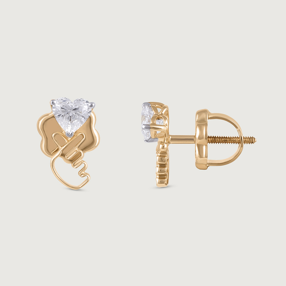 Korean Love 14 kt Gold & Diamond Stud Earrings,,hi-res image number null