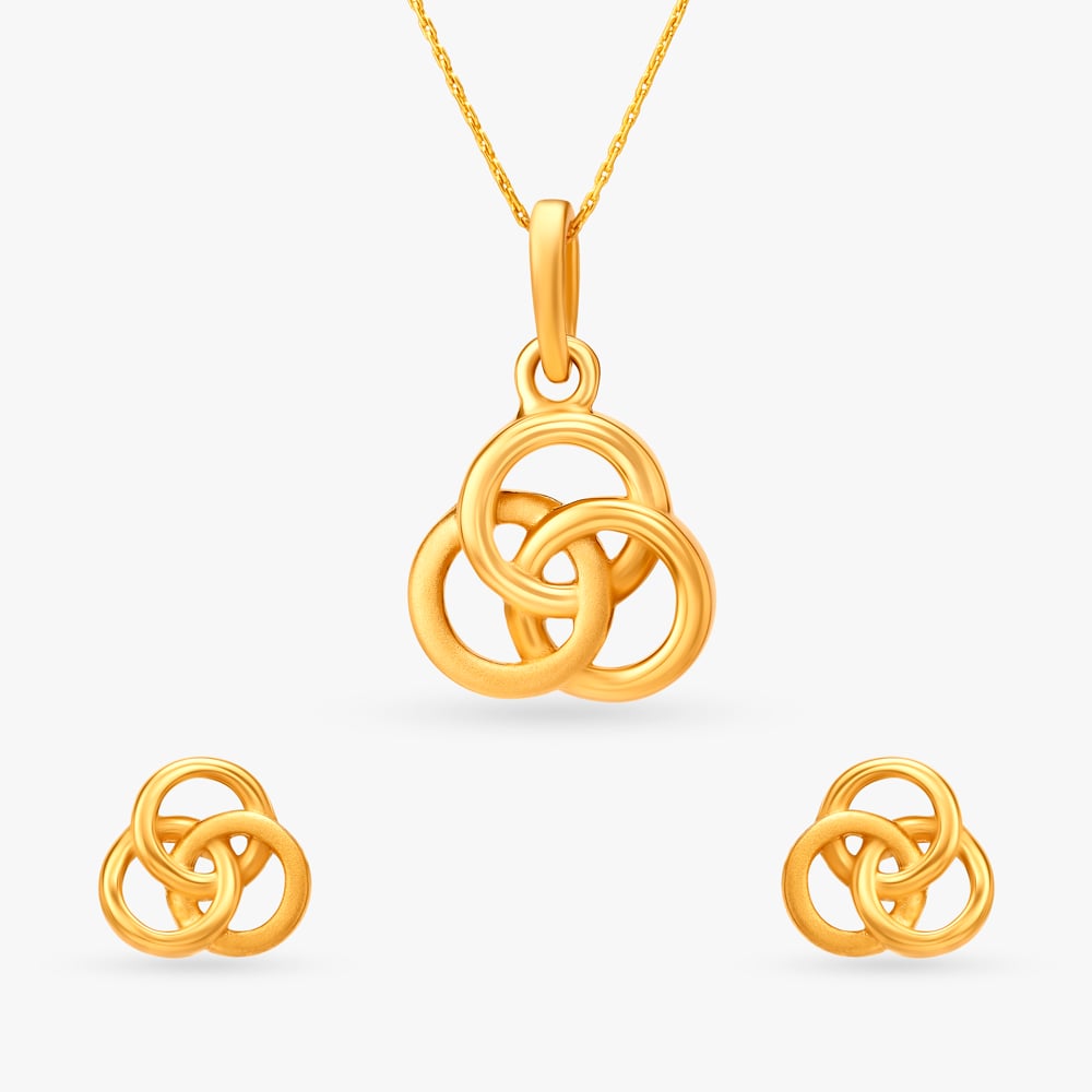 Entwined Circles Pendant with Earrings Set