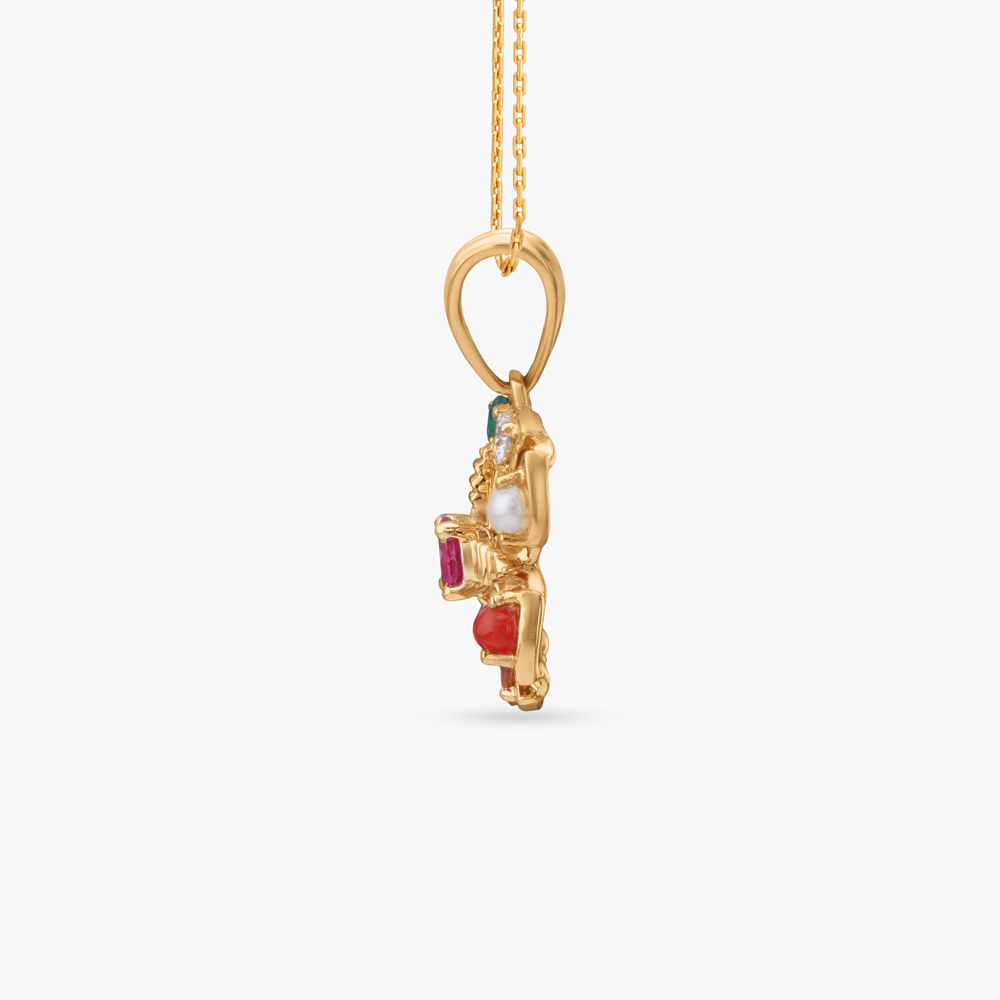 Starlit Navratna Diamond Pendant,,hi-res image number null